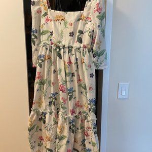 DO NOT BUY Floral Square Neck Ruffle Hem Dress